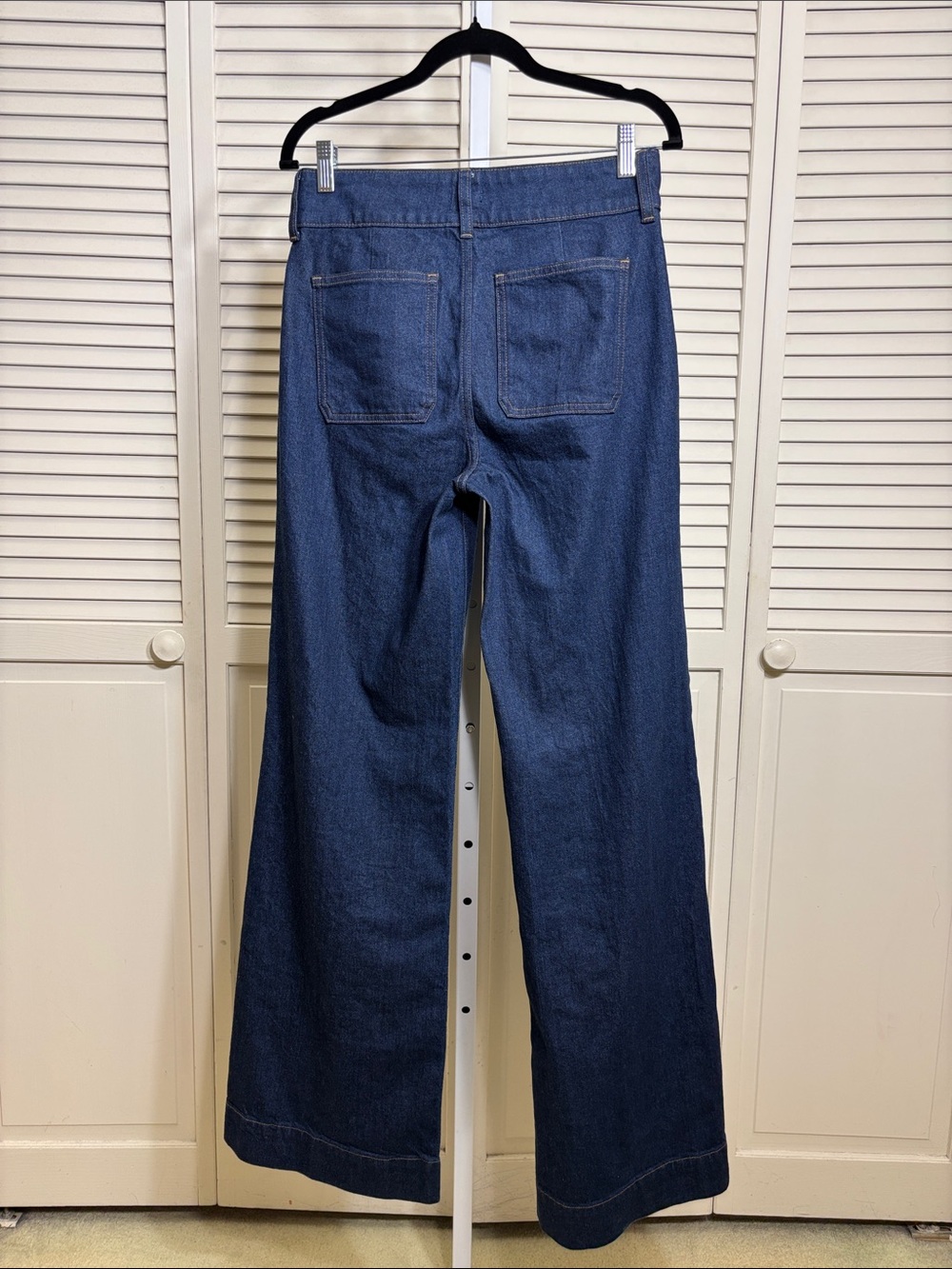 J. Crew Dark Blue Denim Trouser Wide Leg Jean with Stacked Buttons Size 26 Tall - Picture 11 of 16